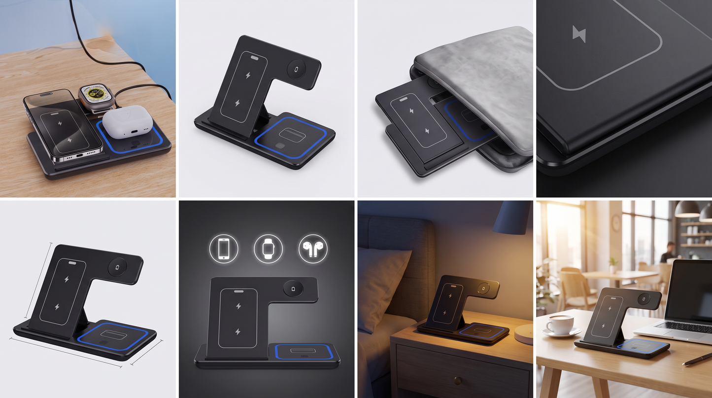 PulseCharge™ Foldable 3-in-1 Wireless Charger